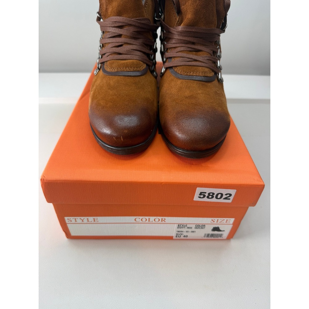 Miz Mooz Steffy Wide Hazelnut Suede Ankle Boots EU 40 Side Zip NEW - Picture 3 of 10